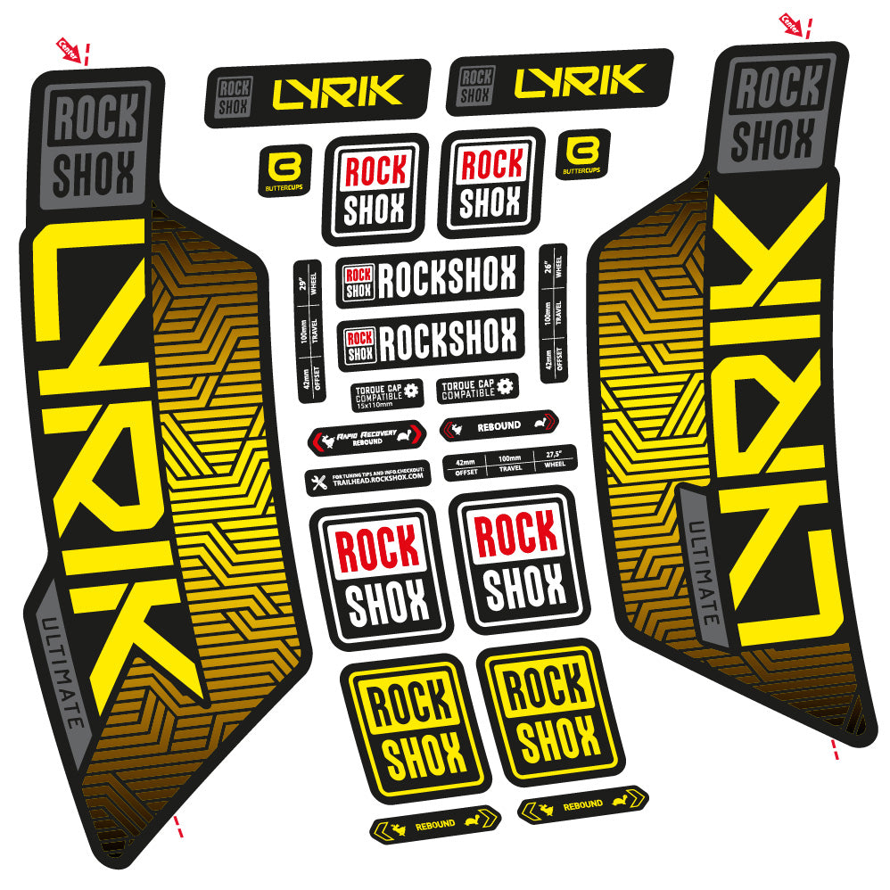 Stickers Rock Shox Lyrik Ultimate Flight Attendant compatibles Autocollants fourche VTT 29"