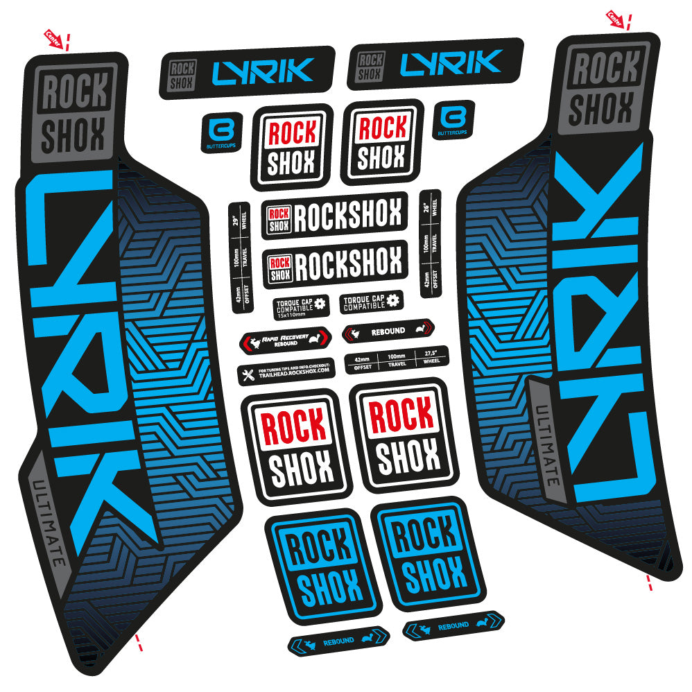 Stickers Rock Shox Lyrik Ultimate Flight Attendant compatibles Autocollants fourche VTT 29"