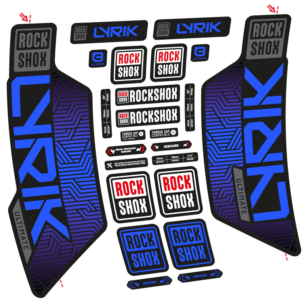 Stickers RockShox Lyrik Ultimate Flight Attendant compatibles - Autocollants fourche VTT