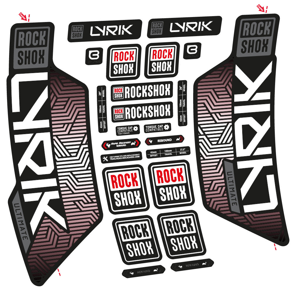 Stickers Rock Shox Lyrik Ultimate Flight Attendant compatibles Autocollants fourche VTT 29"