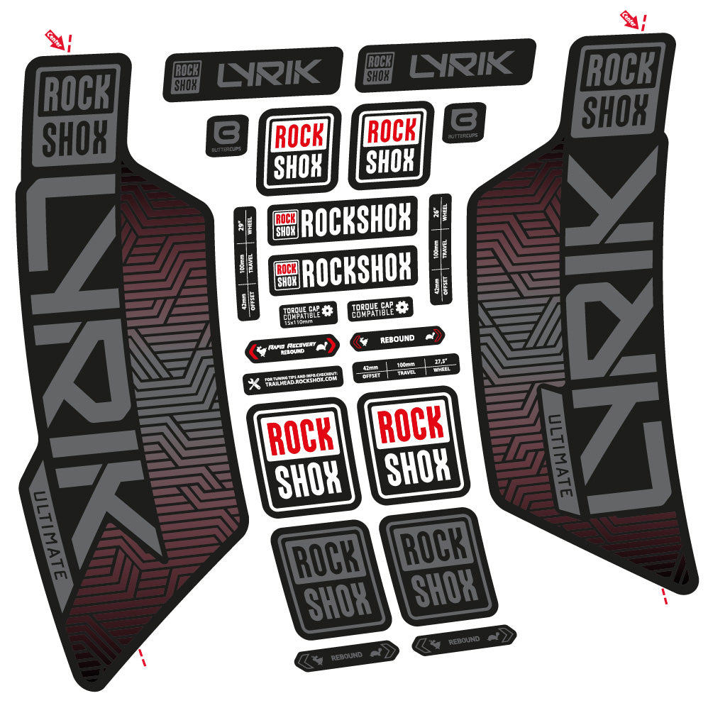 Stickers RockShox Lyrik Ultimate Flight Attendant compatibles - Autocollants fourche VTT