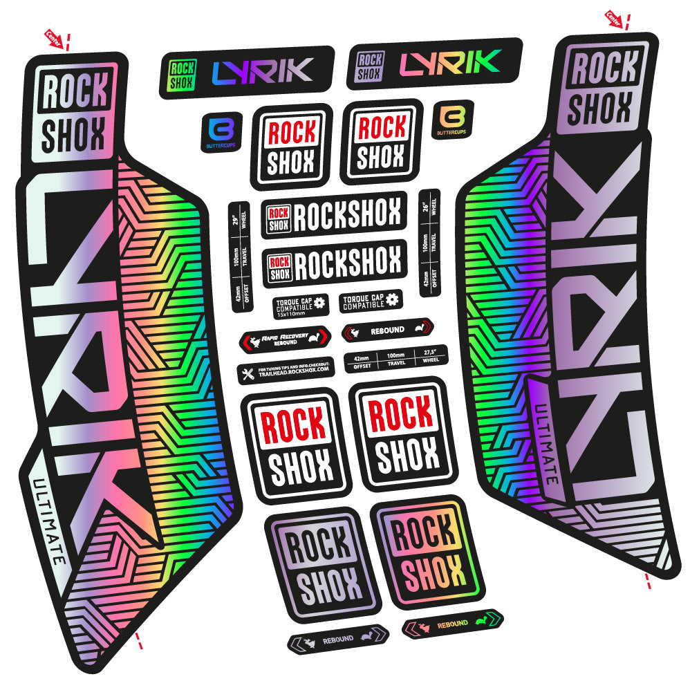 Stickers RockShox Lyrik Ultimate Flight Attendant compatibles - Autocollants fourche VTT