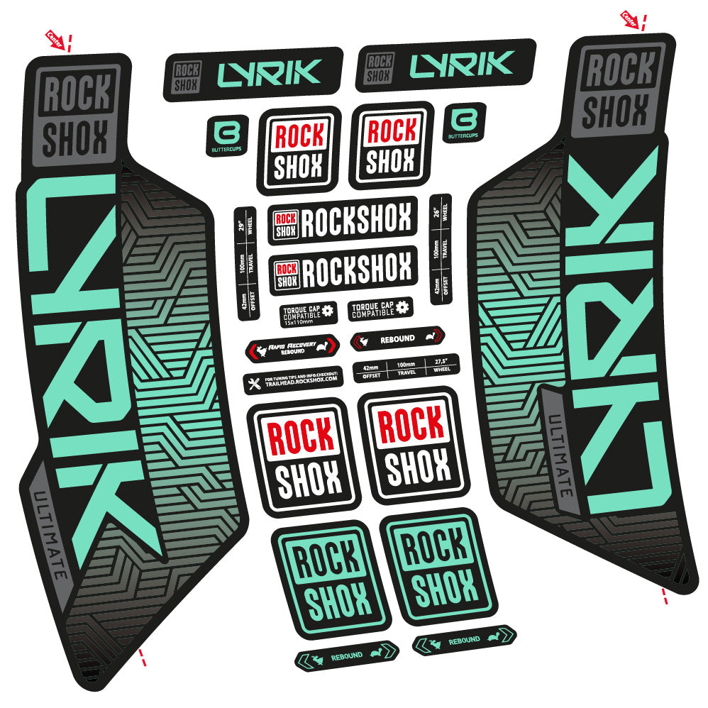 Stickers Rock Shox Lyrik Ultimate Flight Attendant compatibles Autocollants fourche VTT 29"