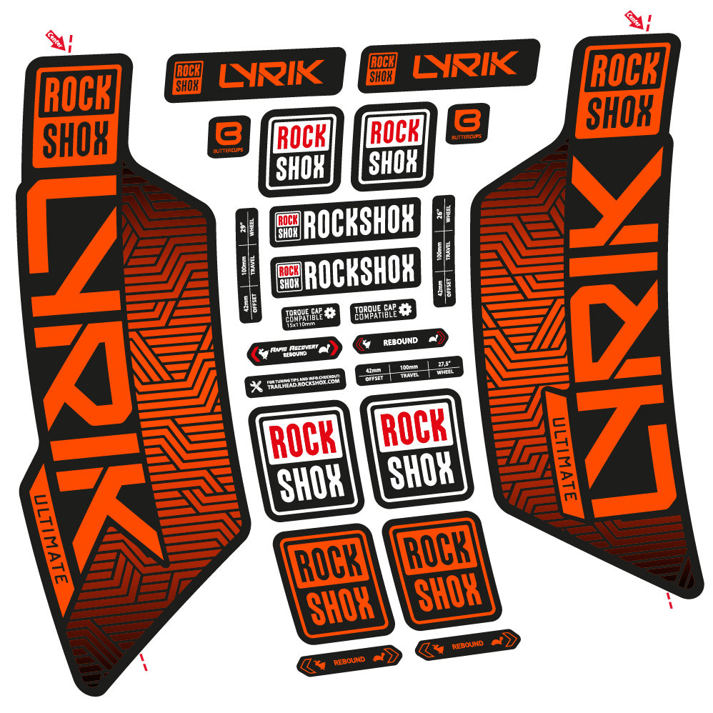 Stickers RockShox Lyrik Ultimate Flight Attendant compatibles - Autocollants fourche VTT