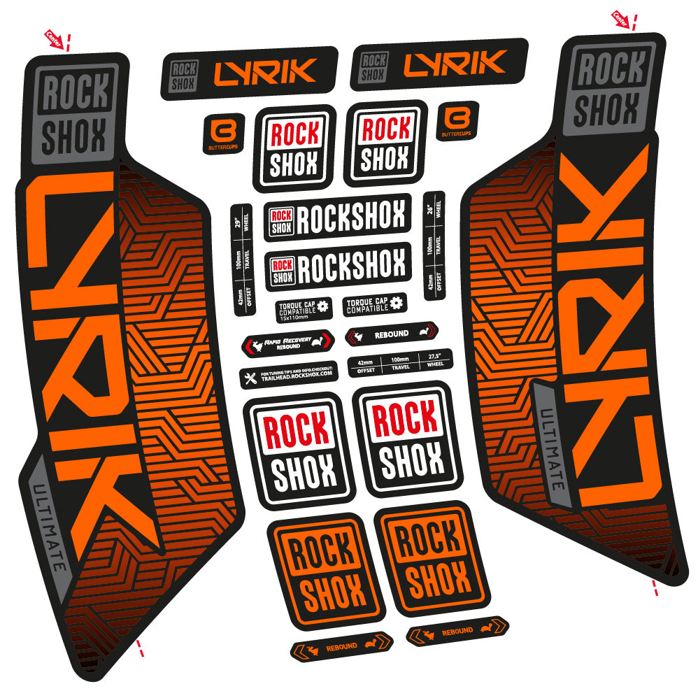 Stickers Rock Shox Lyrik Ultimate Flight Attendant compatibles Autocollants fourche VTT 29"