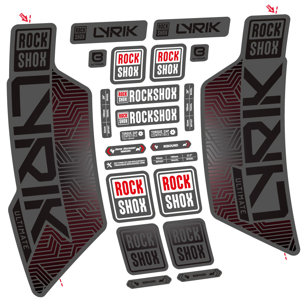 Stickers RockShox Lyrik Ultimate Flight Attendant compatibles - Autocollants fourche VTT
