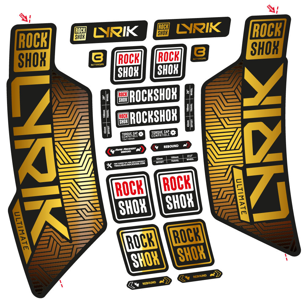 Stickers RockShox Lyrik Ultimate Flight Attendant compatibles - Autocollants fourche VTT