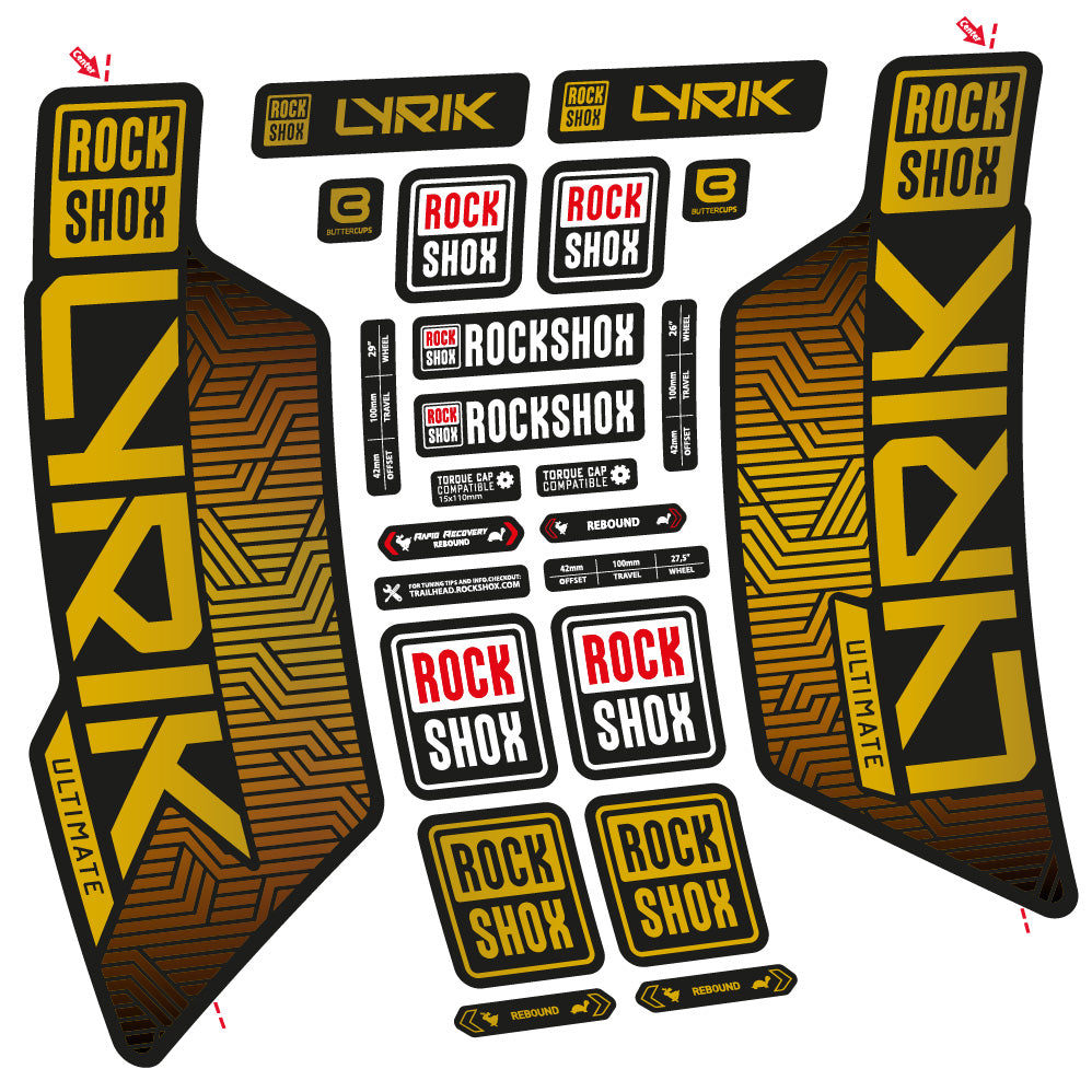 Stickers Rock Shox Lyrik Ultimate Flight Attendant compatibles Autocollants fourche VTT 29"