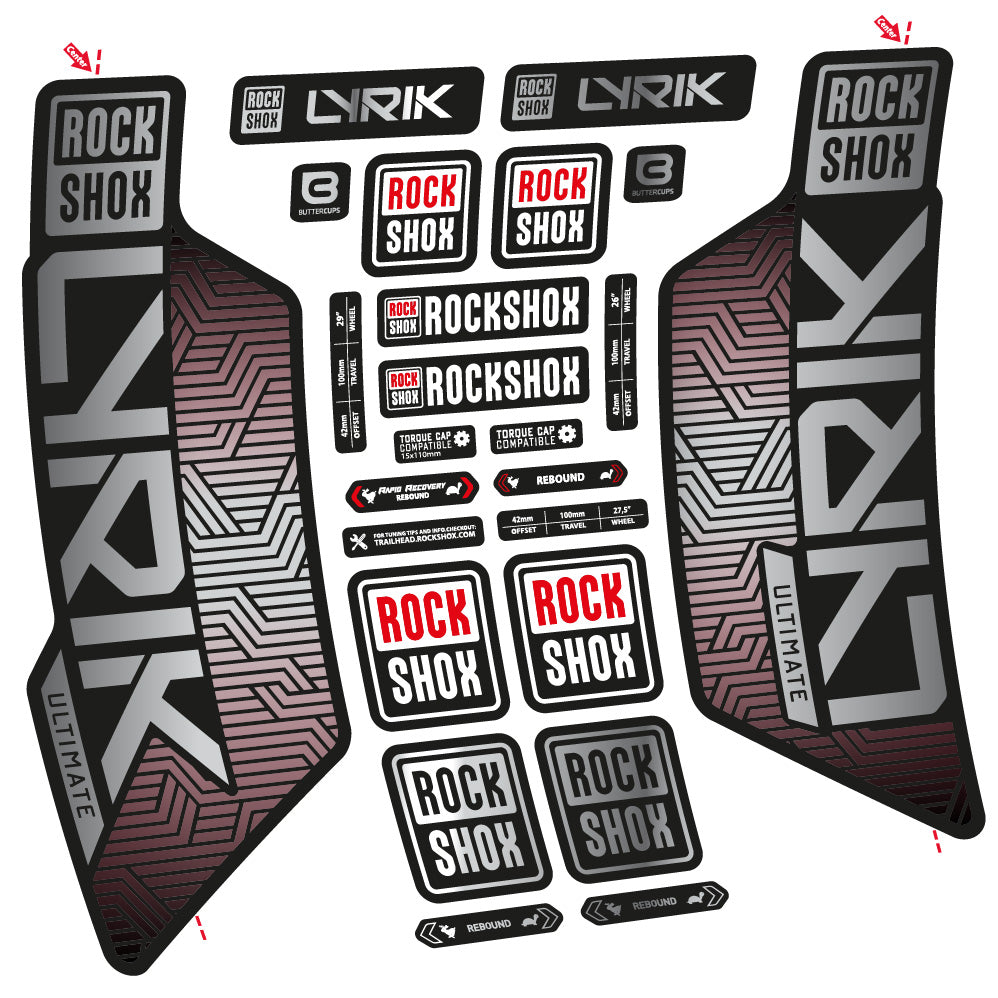 Stickers RockShox Lyrik Ultimate Flight Attendant compatibles - Autocollants fourche VTT
