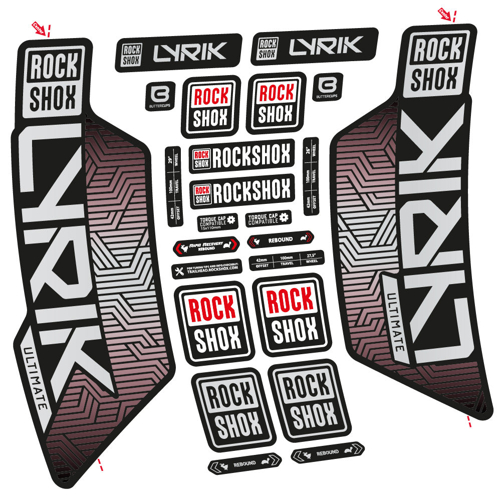 Stickers Rock Shox Lyrik Ultimate Flight Attendant compatibles Autocollants fourche VTT 29"