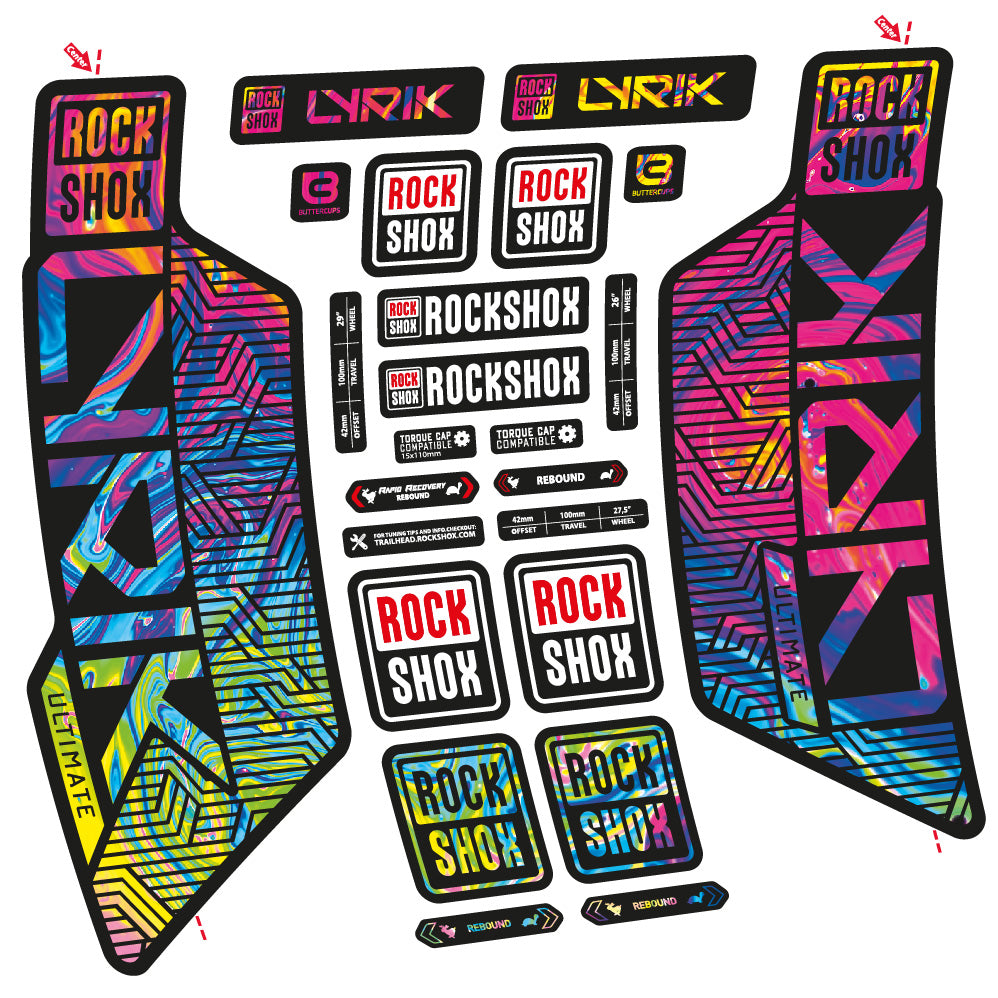 Stickers RockShox Lyrik Ultimate Flight Attendant compatibles - Autocollants fourche VTT