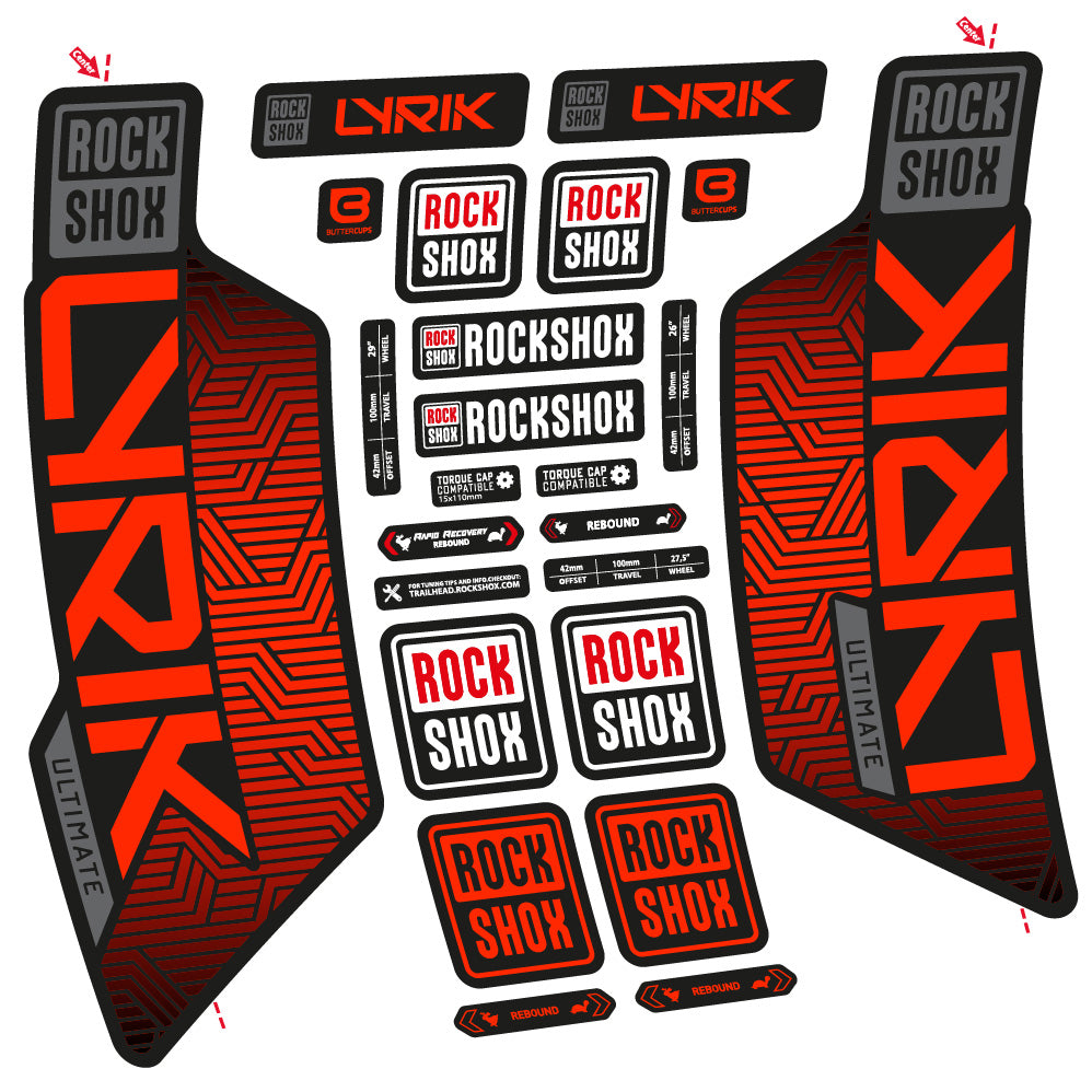 Stickers RockShox Lyrik Ultimate Flight Attendant compatibles - Autocollants fourche VTT