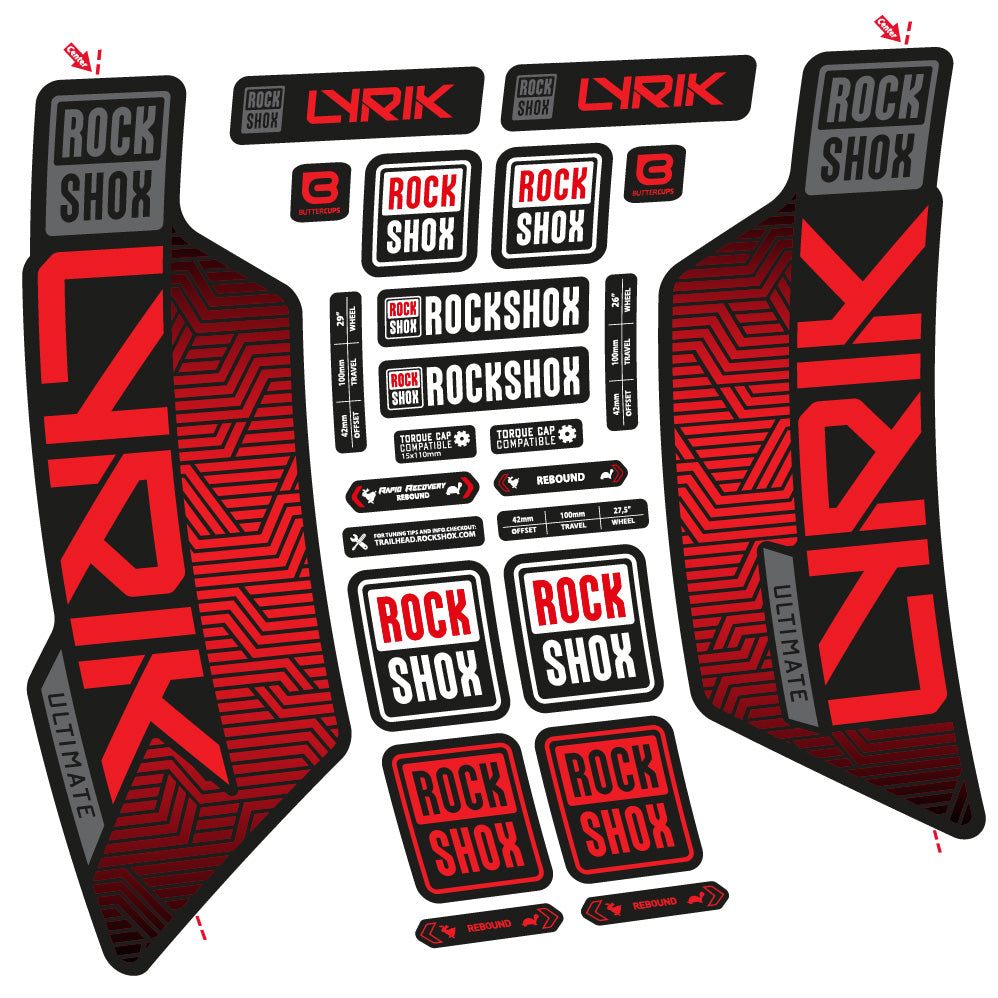 Stickers RockShox Lyrik Ultimate Flight Attendant compatibles - Autocollants fourche VTT