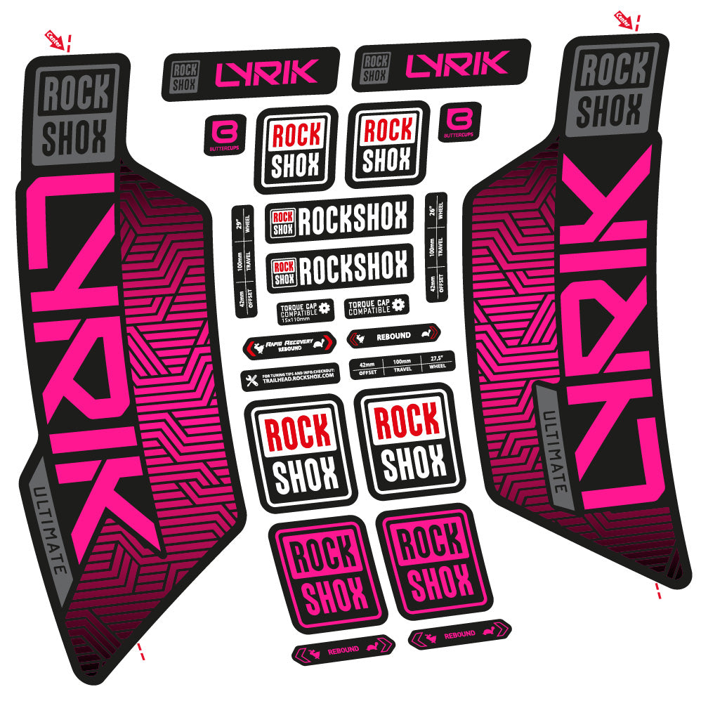 Stickers Rock Shox Lyrik Ultimate Flight Attendant compatibles Autocollants fourche VTT 29"