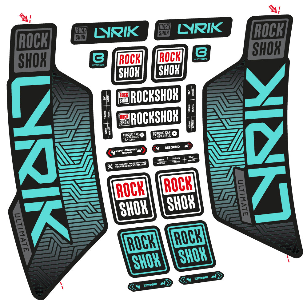 Stickers Rock Shox Lyrik Ultimate Flight Attendant compatibles Autocollants fourche VTT 29"