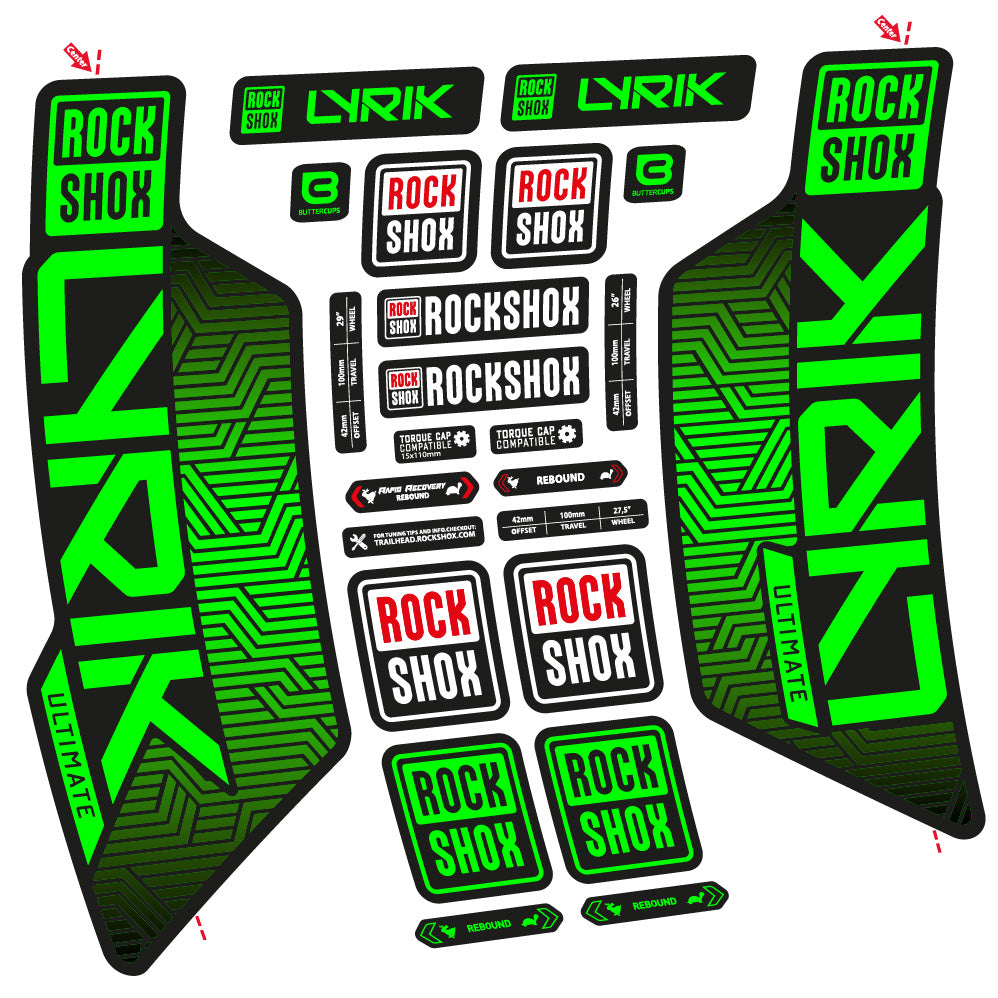 Stickers Rock Shox Lyrik Ultimate Flight Attendant compatibles Autocollants fourche VTT 29"