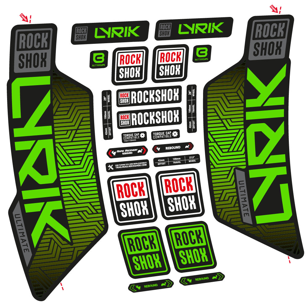 Stickers Rock Shox Lyrik Ultimate Flight Attendant compatibles Autocollants fourche VTT 29"
