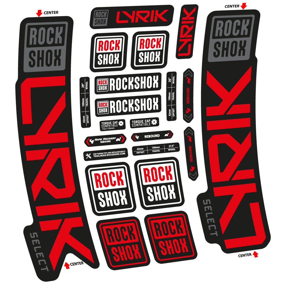 Stickers Rock Shox Lyrik Select 2023 compatibles Autocollants fourche VTT