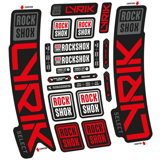 Stickers Rock Shox Lyrik Select 2023 compatibles Autocollants fourche VTT