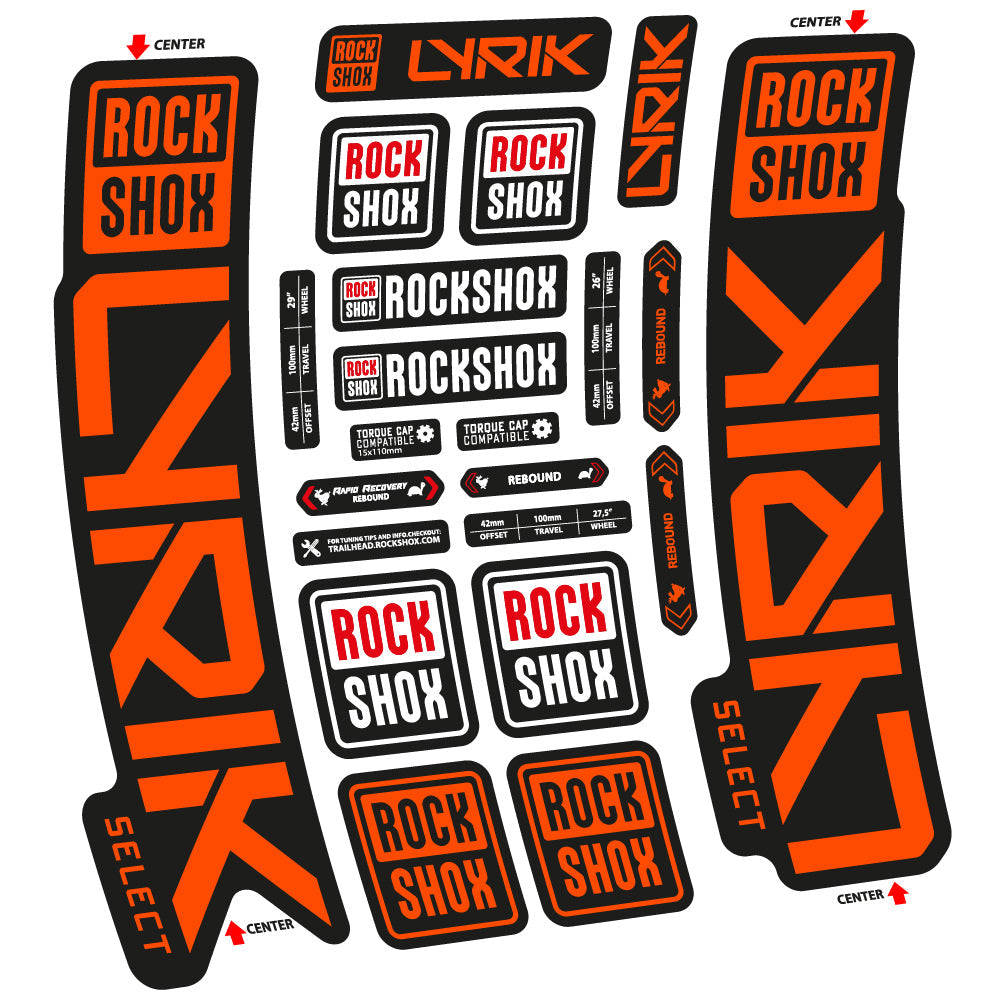 Stickers Rock Shox Lyrik Select 2023 compatibles Autocollants fourche VTT