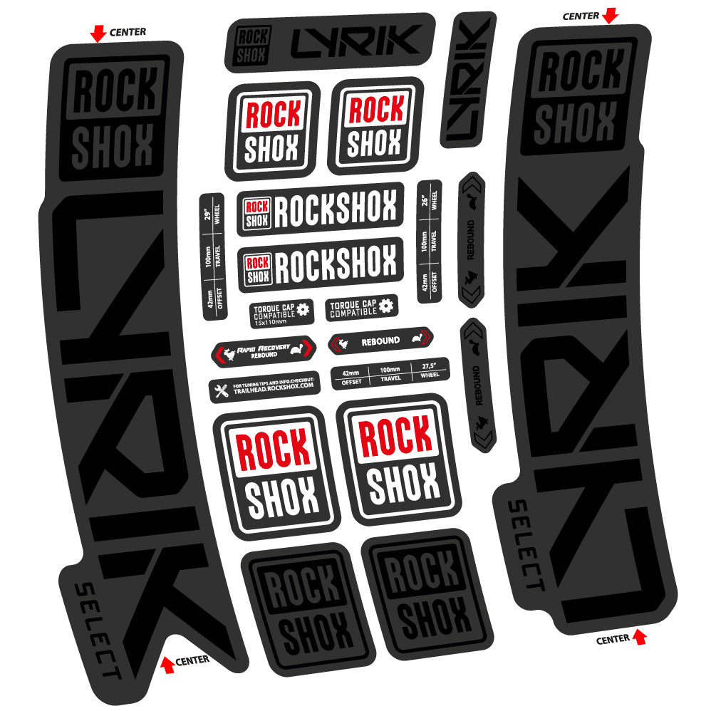 Stickers Rock Shox Lyrik Select 2023 compatibles Autocollants fourche VTT