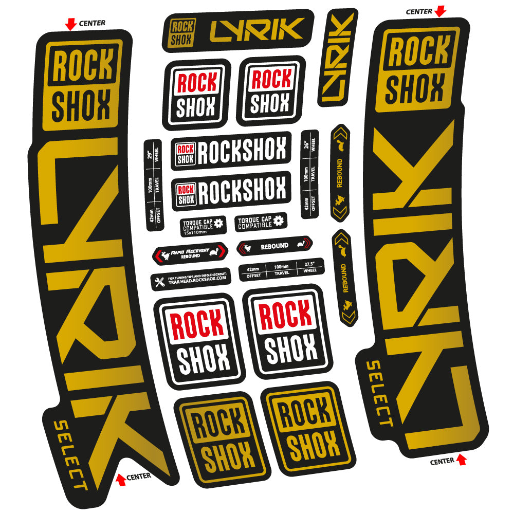Stickers Rock Shox Lyrik Select 2023 compatibles Autocollants fourche VTT
