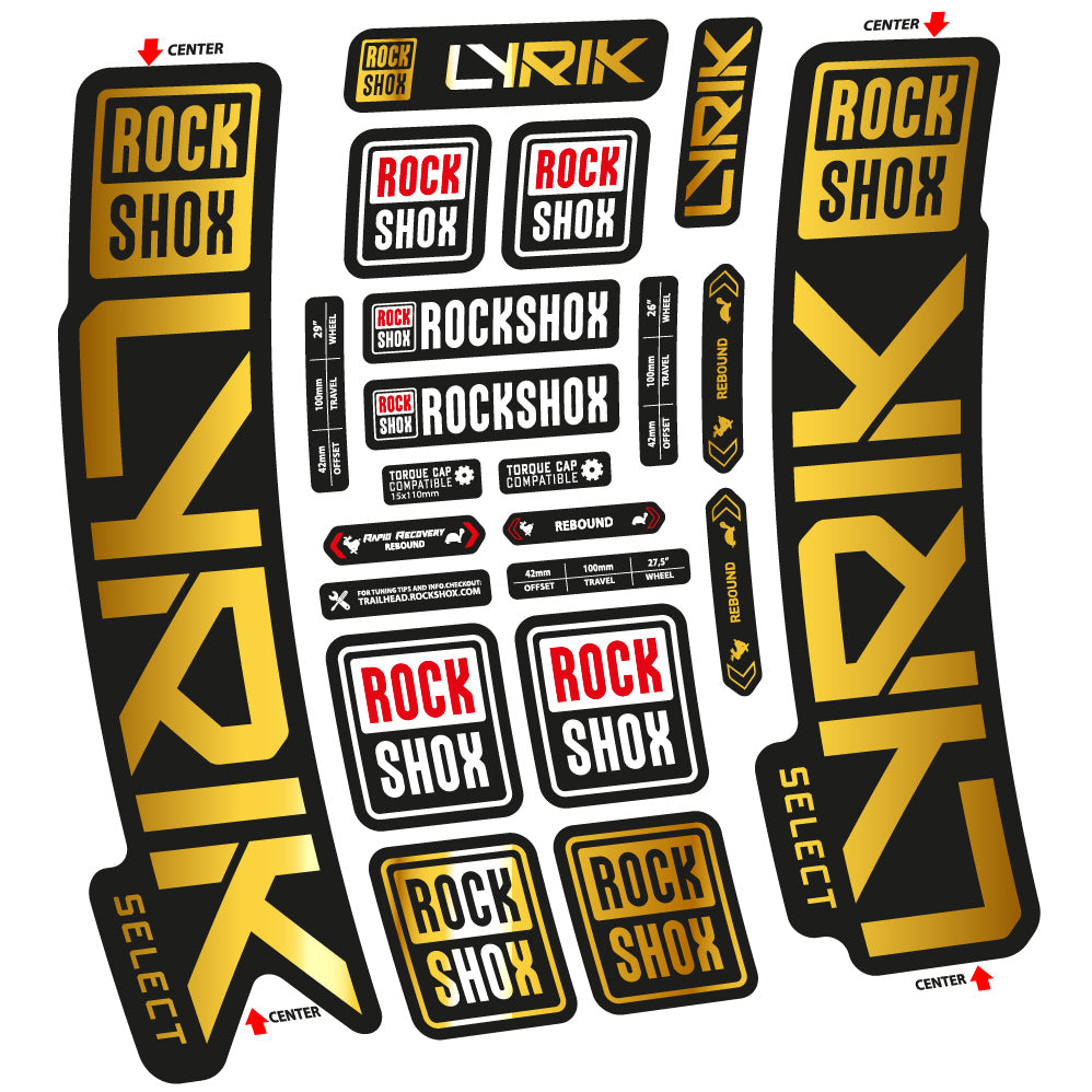 Stickers Rock Shox Lyrik Select 2023 compatibles Autocollants fourche VTT