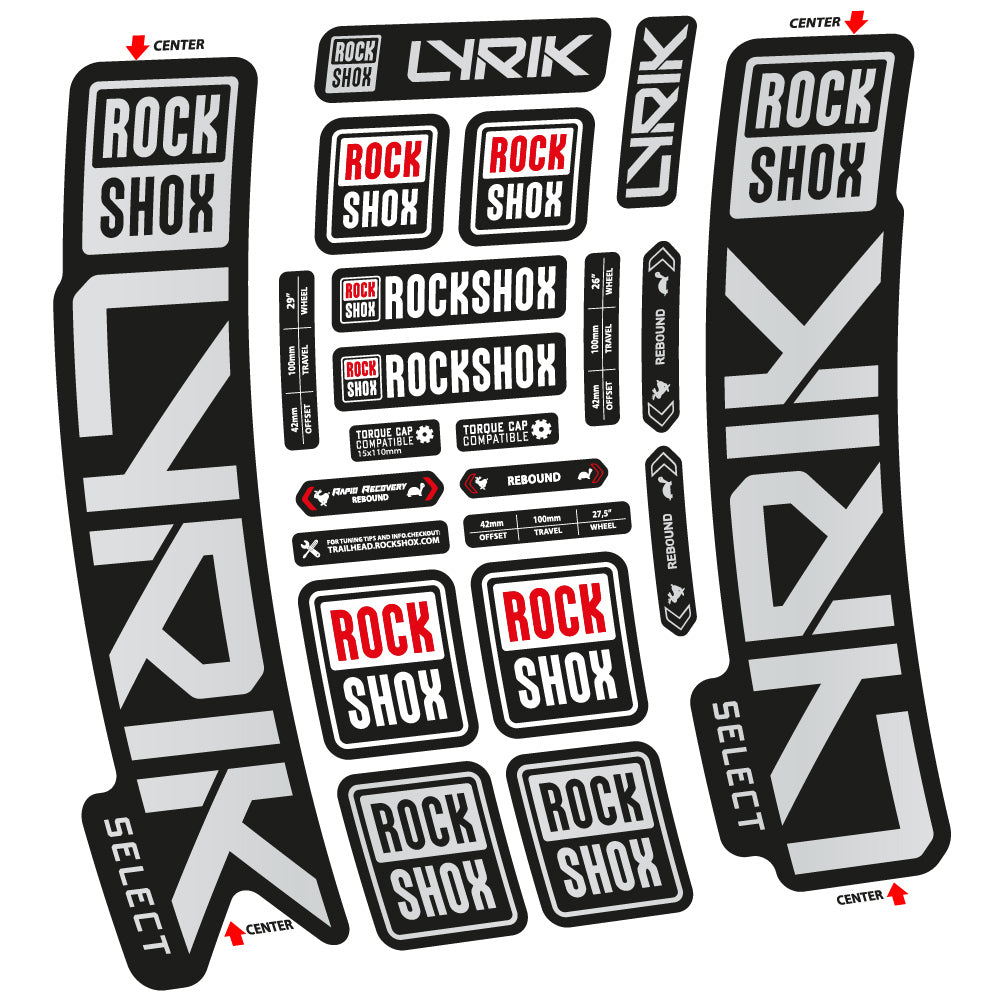 Stickers Rock Shox Lyrik Select 2023 compatibles Autocollants fourche VTT