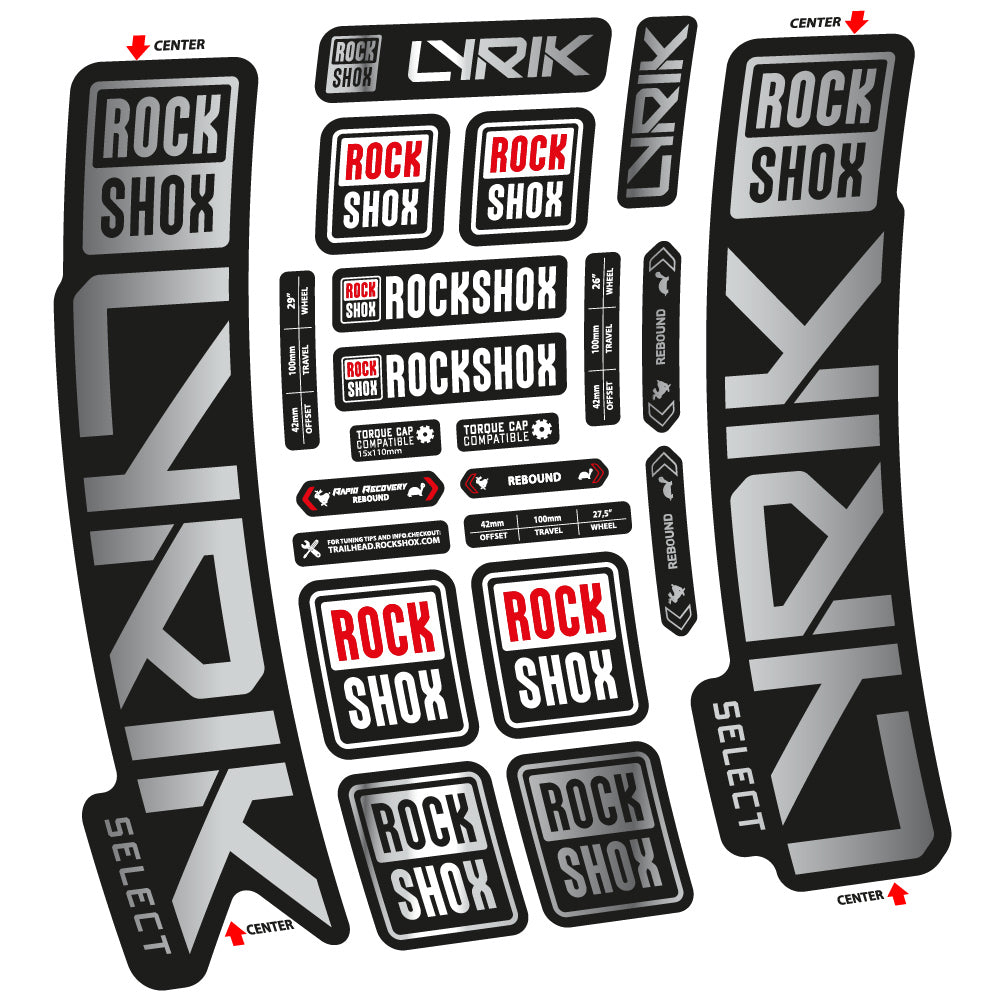 Stickers Rock Shox Lyrik Select 2023 compatibles Autocollants fourche VTT