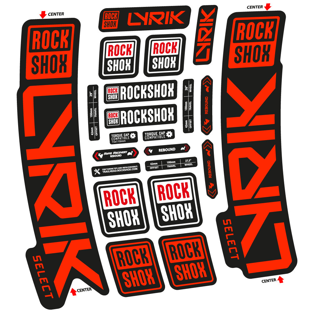 Stickers Rock Shox Lyrik Select 2023 compatibles Autocollants fourche VTT
