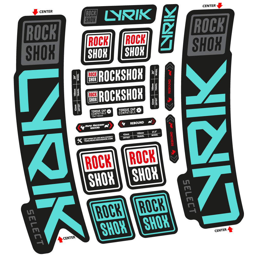 Stickers Rock Shox Lyrik Select 2023 compatibles Autocollants fourche VTT