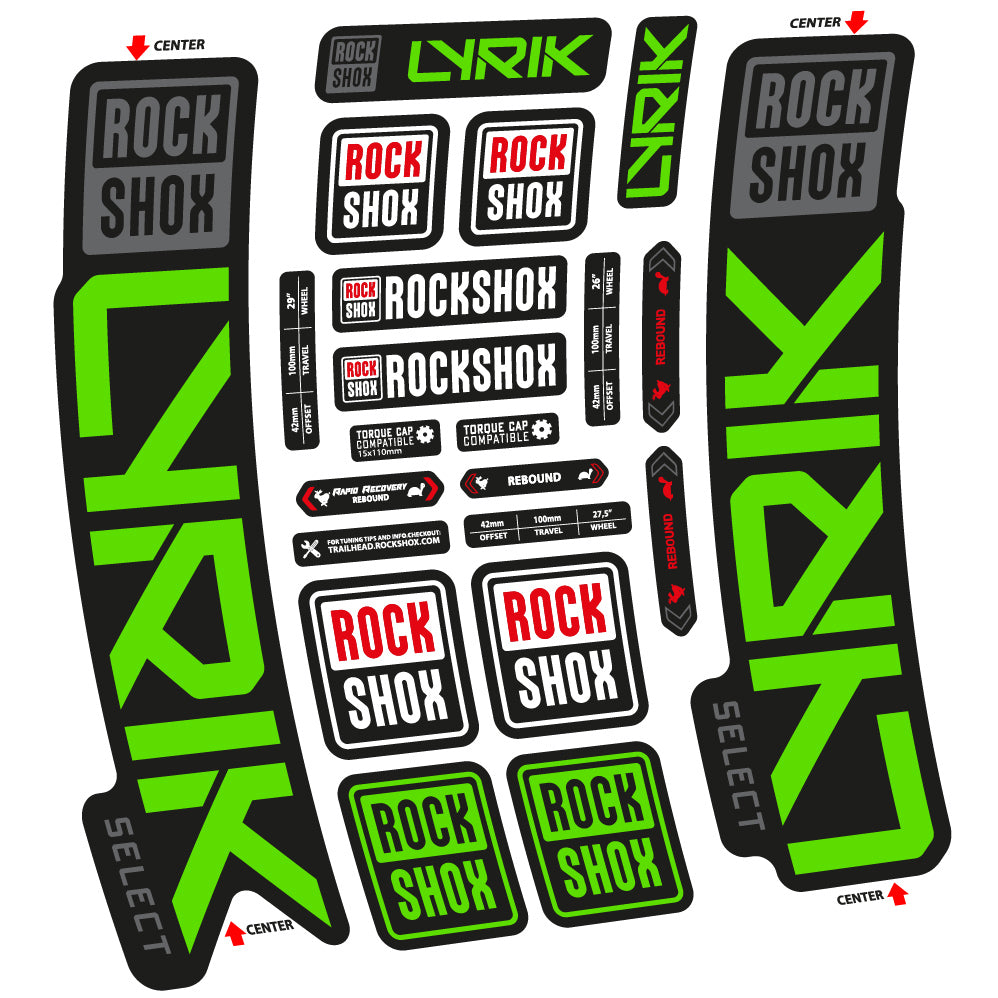 Stickers Rock Shox Lyrik Select 2023 compatibles Autocollants fourche VTT