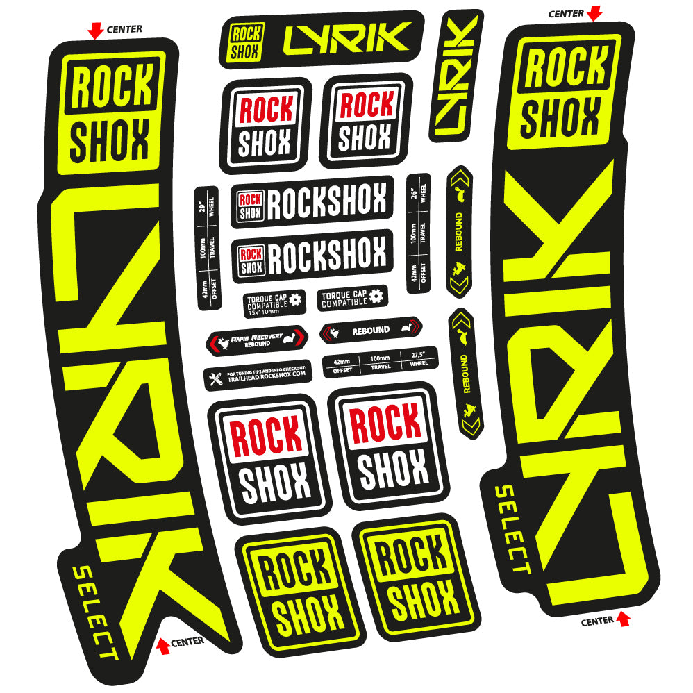 Stickers Rock Shox Lyrik Select 2023 compatibles Autocollants fourche VTT