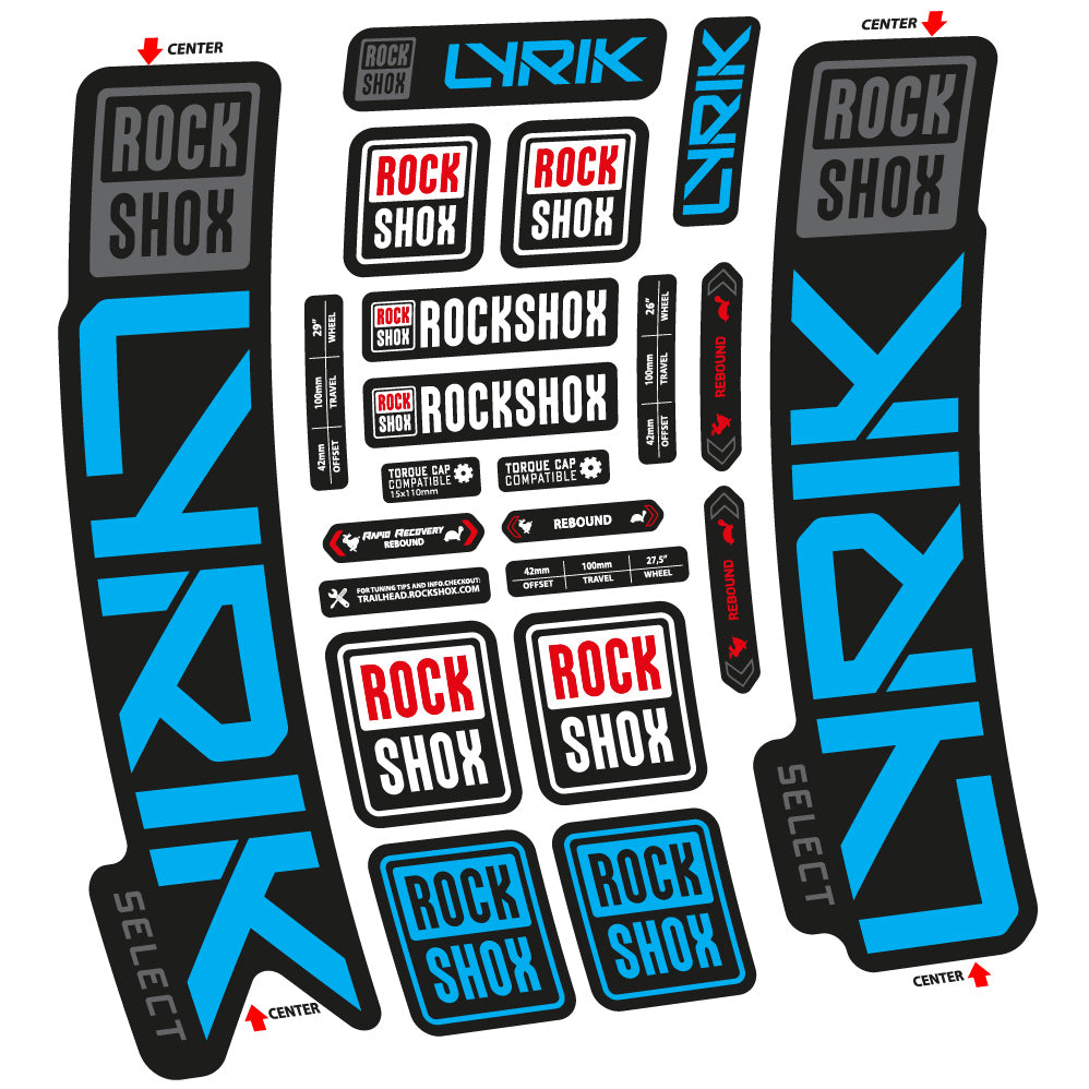 Stickers Rock Shox Lyrik Select 2023 compatibles Autocollants fourche VTT