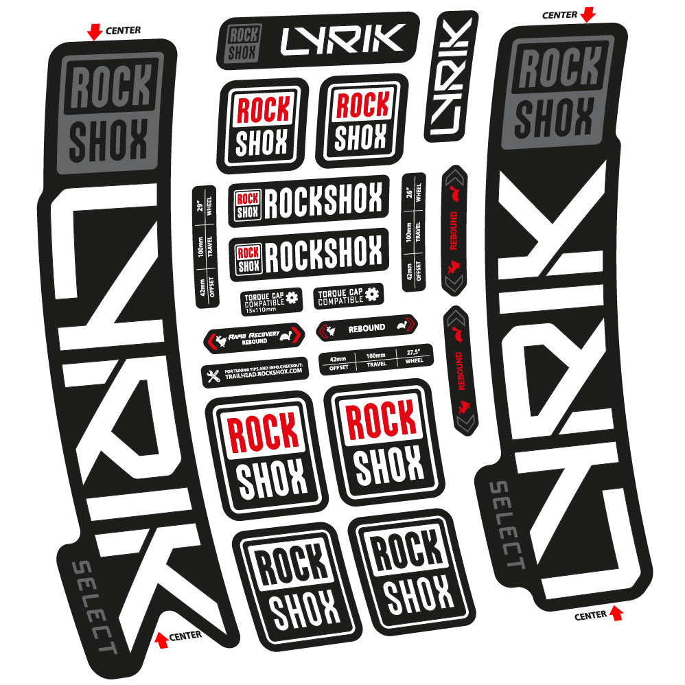 Stickers Rock Shox Lyrik Select 2023 compatibles Autocollants fourche VTT