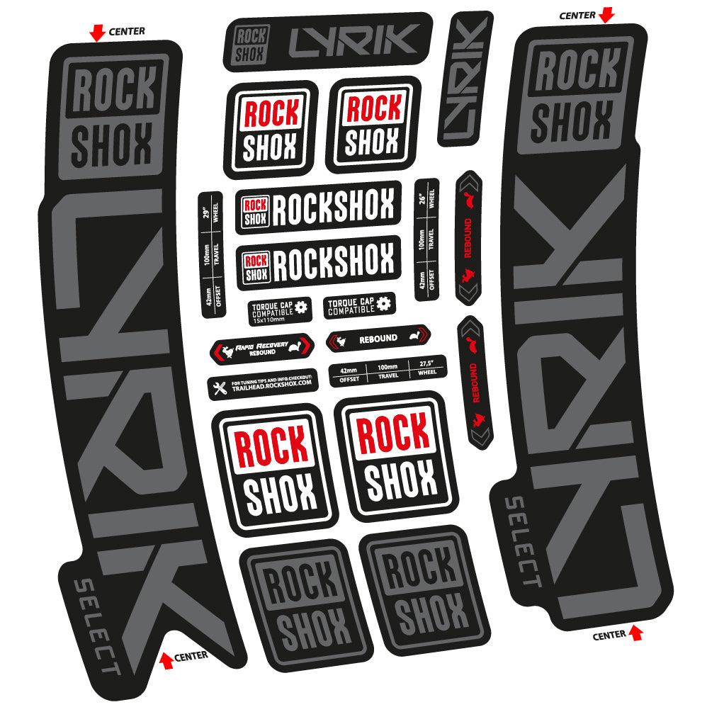 Stickers Rock Shox Lyrik Select 2023 compatibles Autocollants fourche VTT