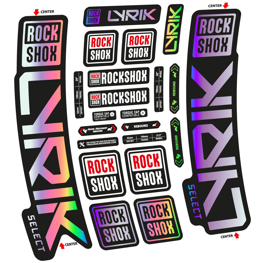 Stickers Rock Shox Lyrik Select 2023 compatibles Autocollants fourche VTT