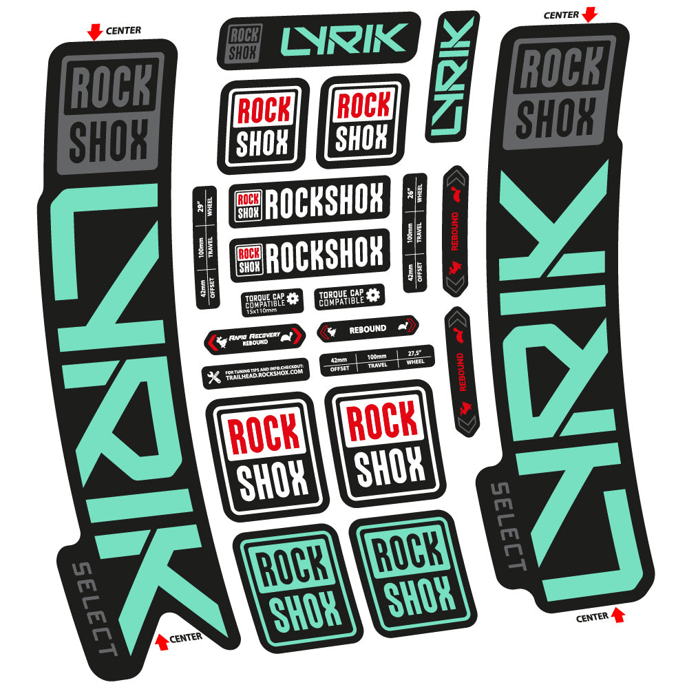 Stickers Rock Shox Lyrik Select 2023 compatibles Autocollants fourche VTT