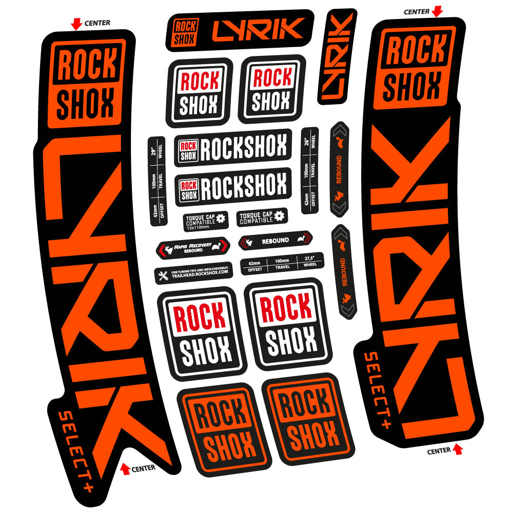 Stickers Rock Shox Lyrik Select Plus 2023 compatibles Autocollants fourche VTT