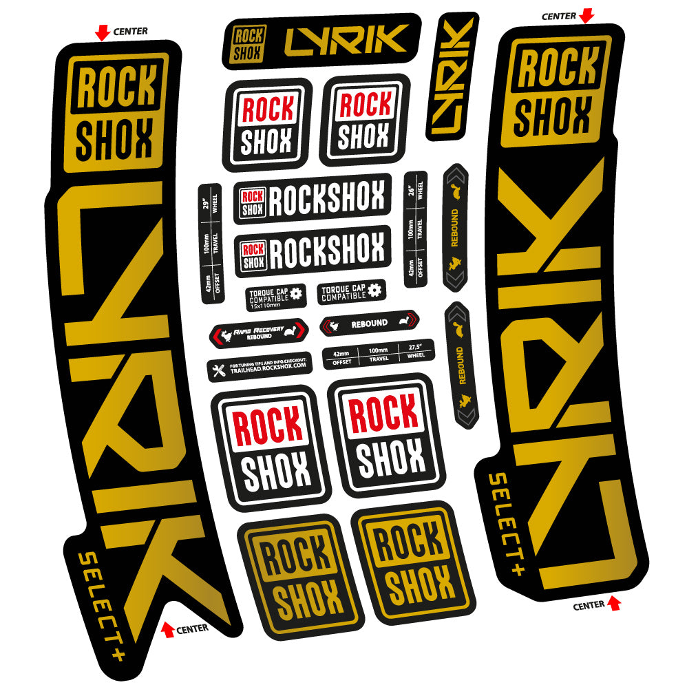 Stickers Rock Shox Lyrik Select Plus 2023 compatibles Autocollants fourche VTT