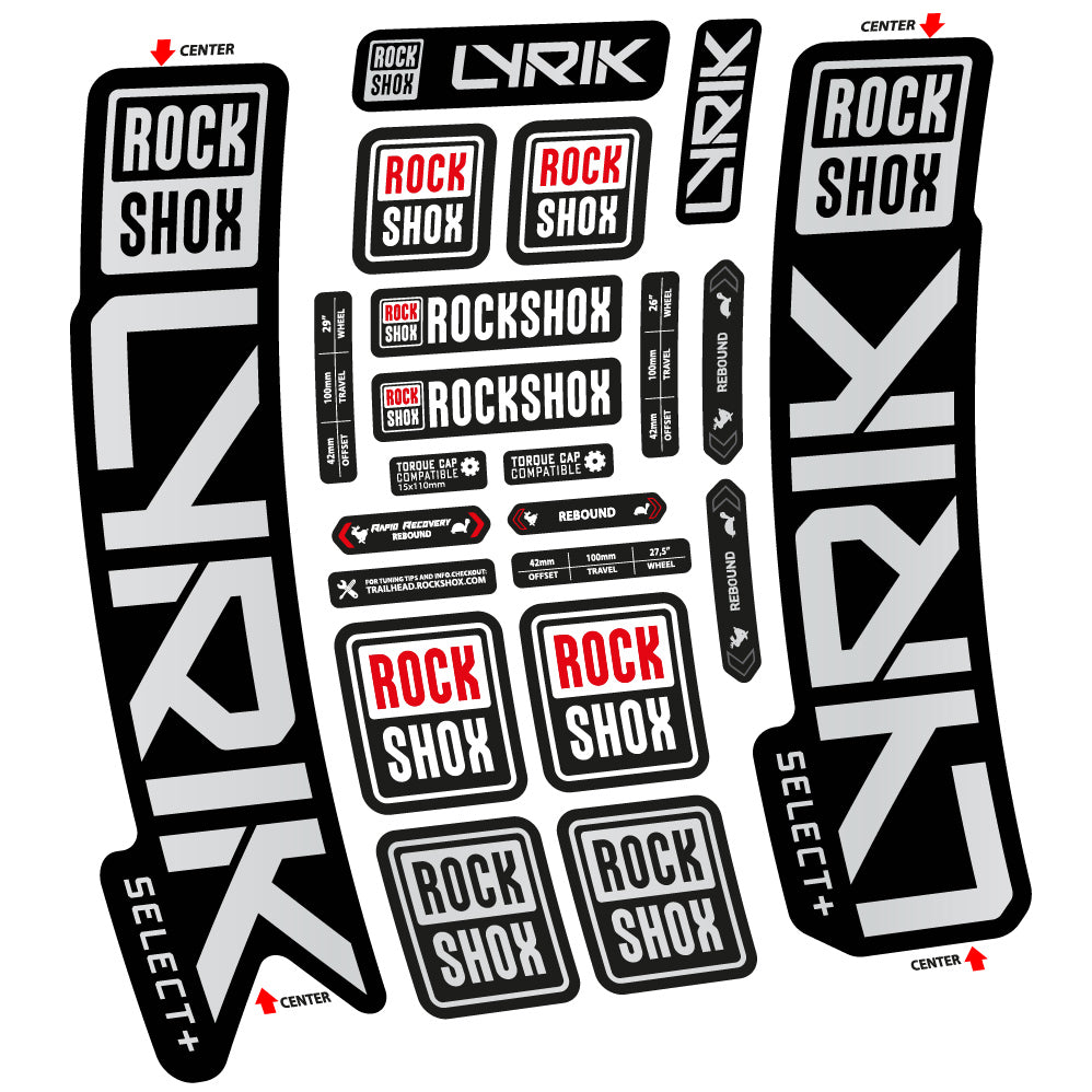 Stickers Rock Shox Lyrik Select Plus 2023 compatibles Autocollants fourche VTT