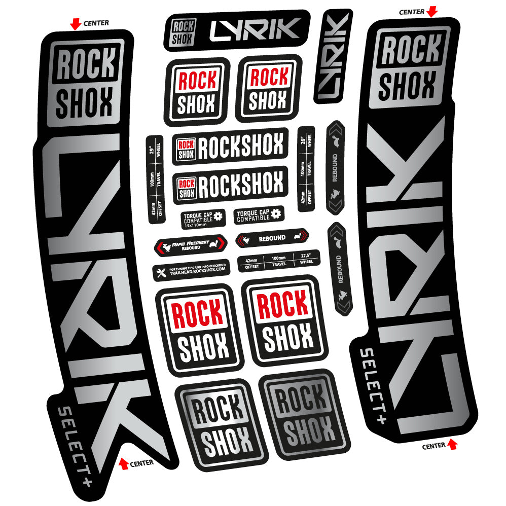 Stickers Rock Shox Lyrik Select Plus 2023 compatibles Autocollants fourche VTT