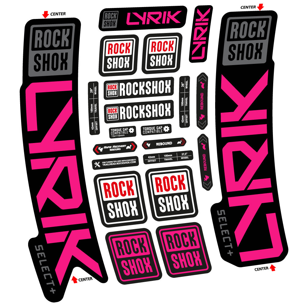 Stickers Rock Shox Lyrik Select Plus 2023 compatibles Autocollants fourche VTT