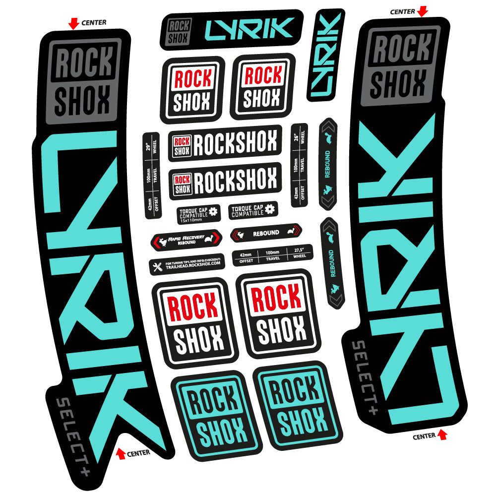 Stickers Rock Shox Lyrik Select Plus 2023 compatibles Autocollants fourche VTT