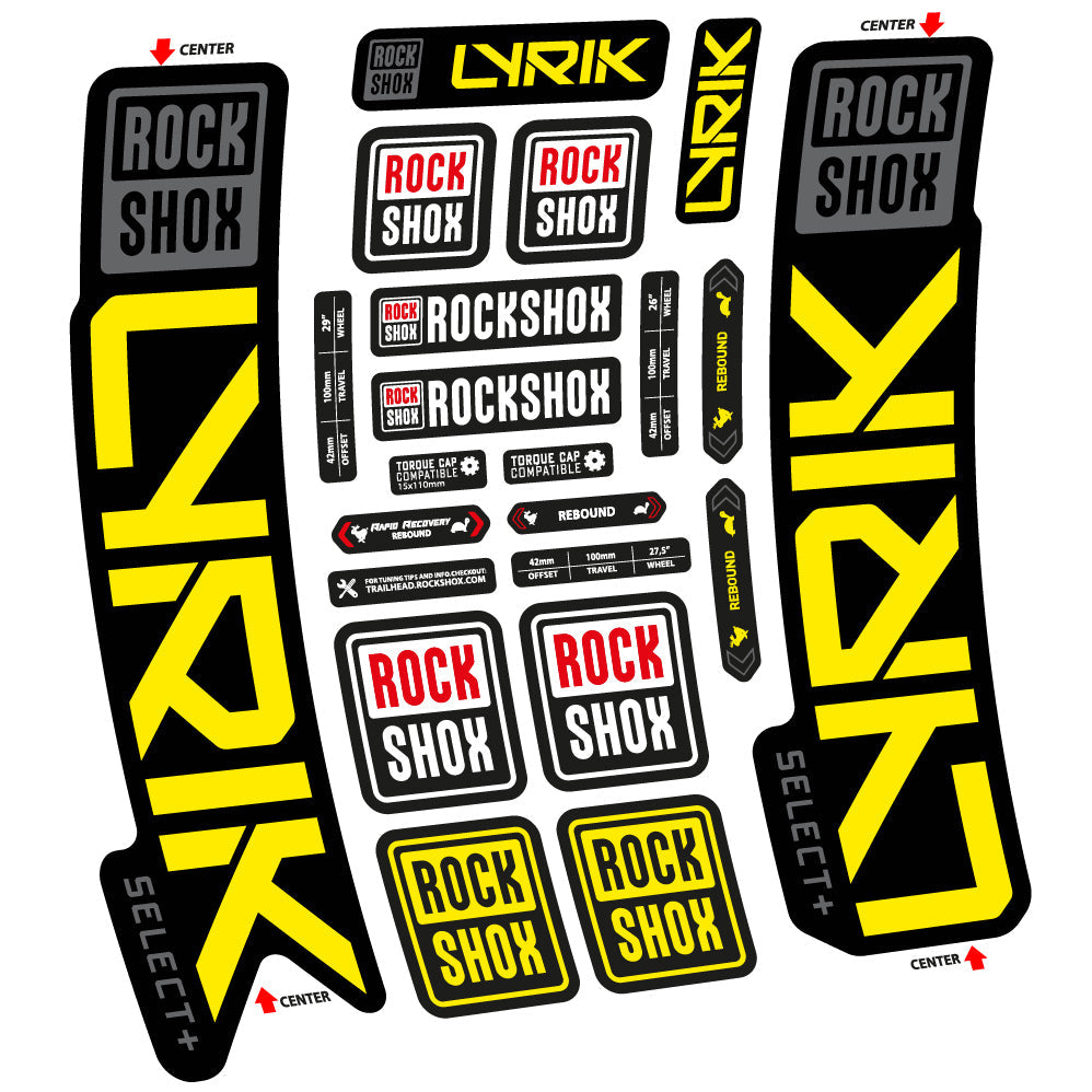 Stickers Rock Shox Lyrik Select Plus 2023 compatibles Autocollants fourche VTT