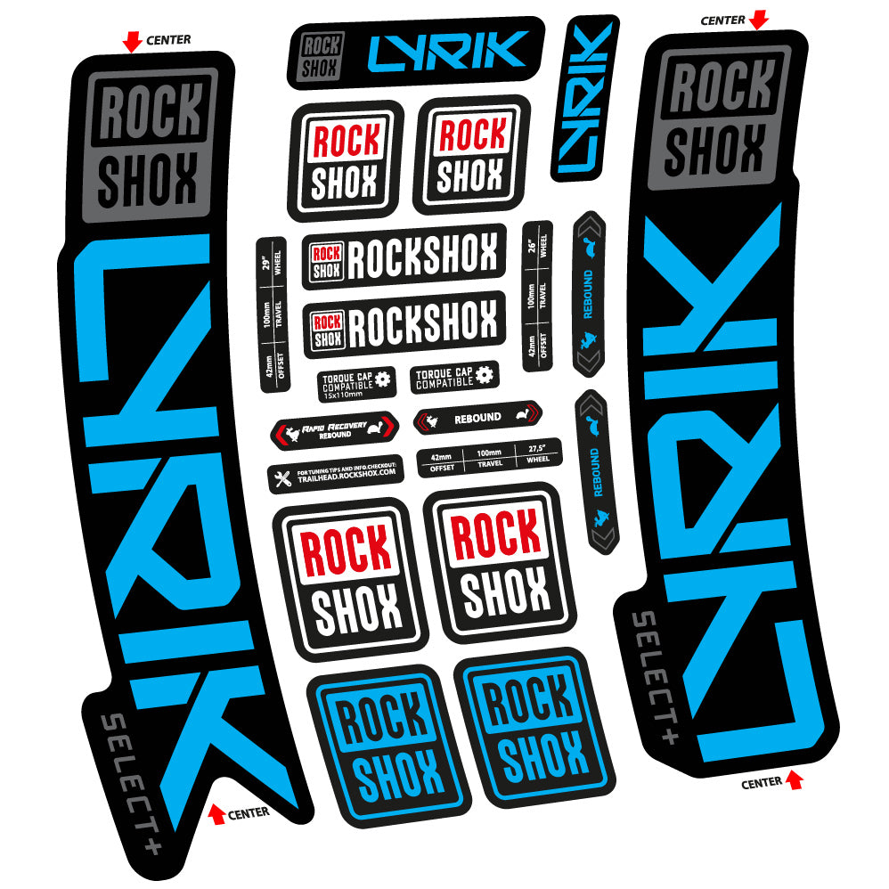 Stickers Rock Shox Lyrik Select Plus 2023 compatibles Autocollants fourche VTT