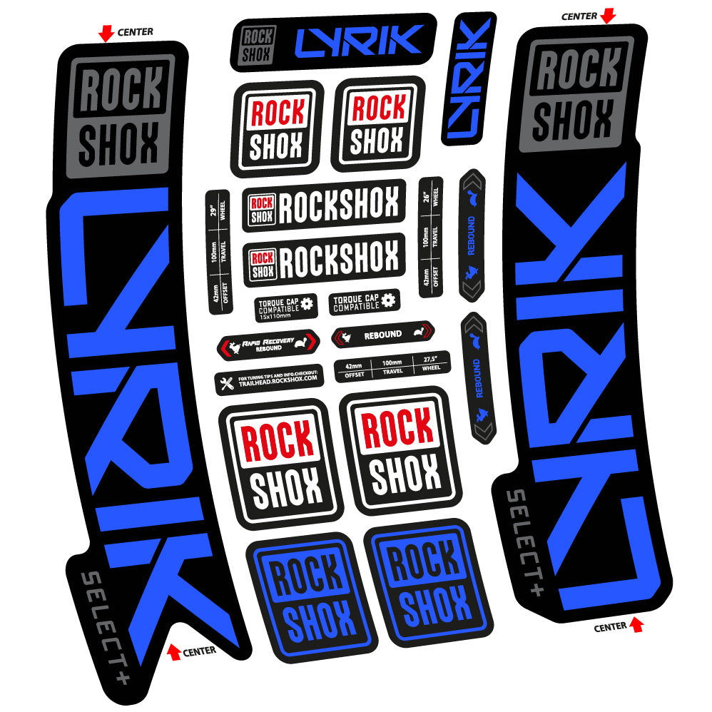 Stickers Rock Shox Lyrik Select Plus 2023 compatibles Autocollants fourche VTT