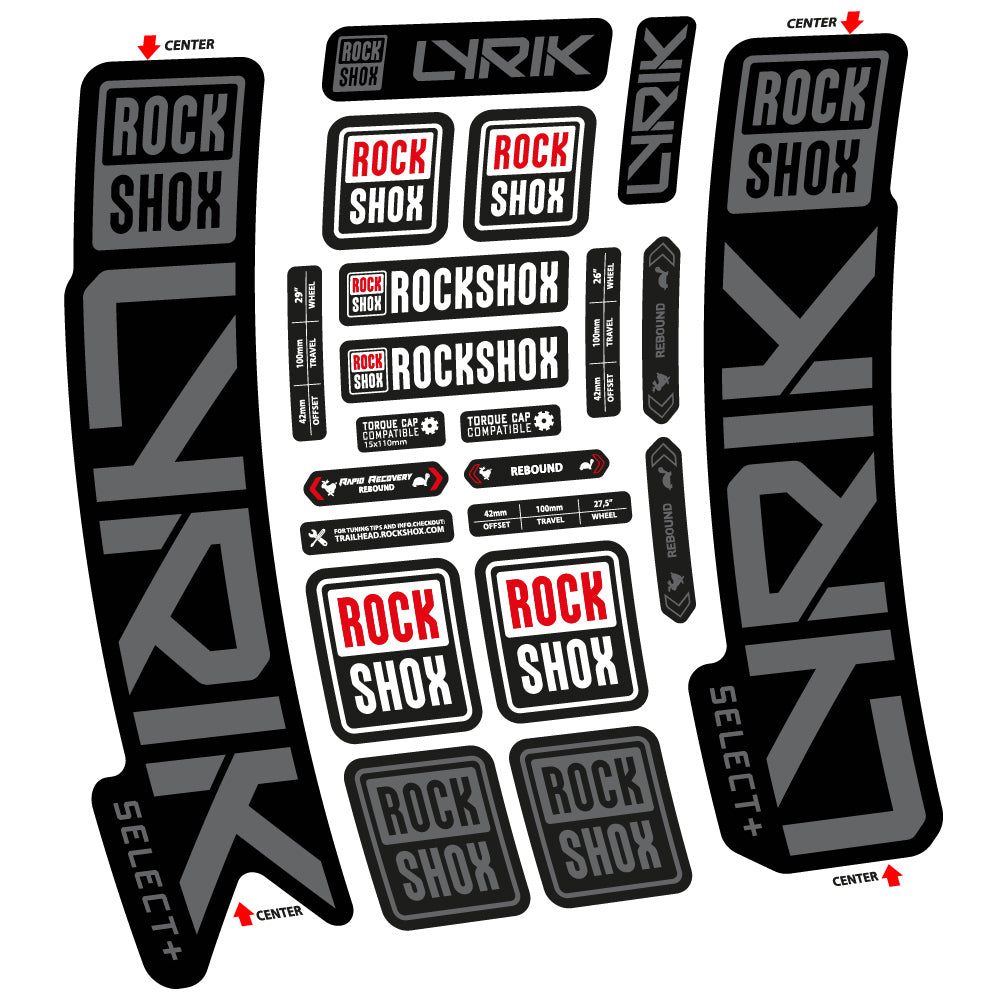Stickers Rock Shox Lyrik Select Plus 2023 compatibles Autocollants fourche VTT