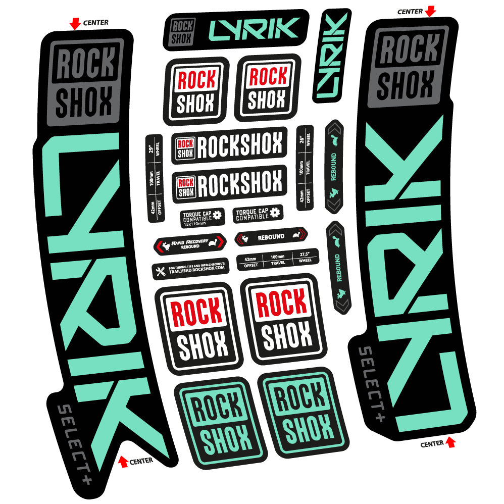 Stickers Rock Shox Lyrik Select Plus 2023 compatibles Autocollants fourche VTT