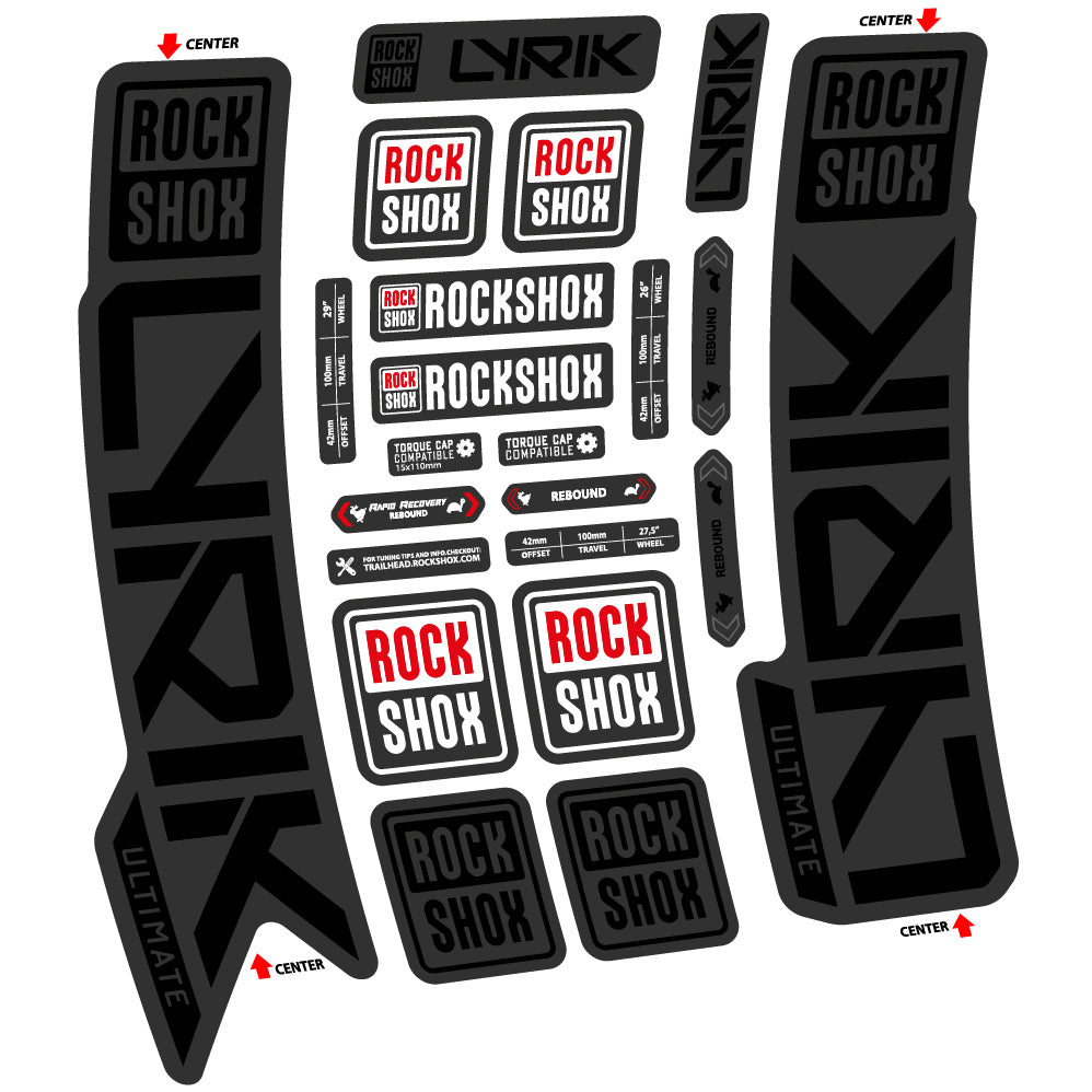 Stickers Rock Shox Lyrik Ultimate 2023 compatibles Autocollants fourche VTT 29"